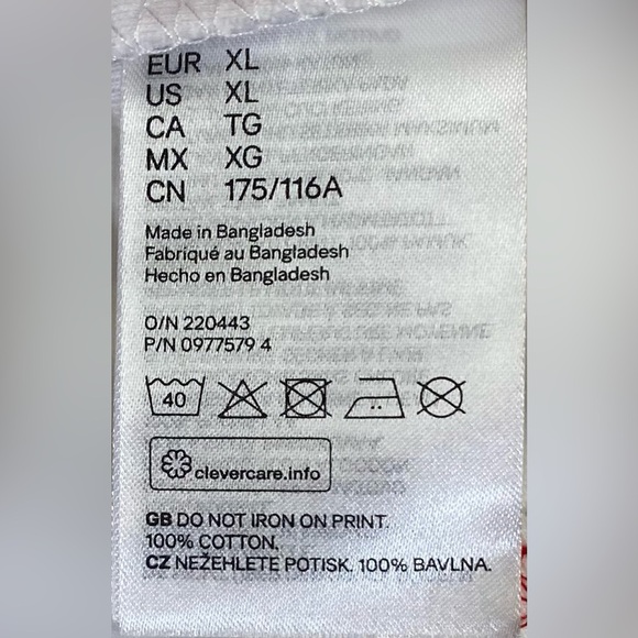 H&M Divided White Crop Top w/Red Sunshine & Stitching , Size XL - Picture 5 of 6